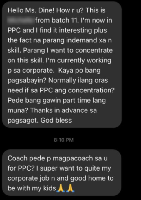 Student asking about PPC coaching