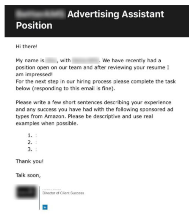 Advertising assistant interview invitation